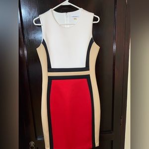 NWOT Calvin Klein Sleeveless Color Block Knee Length